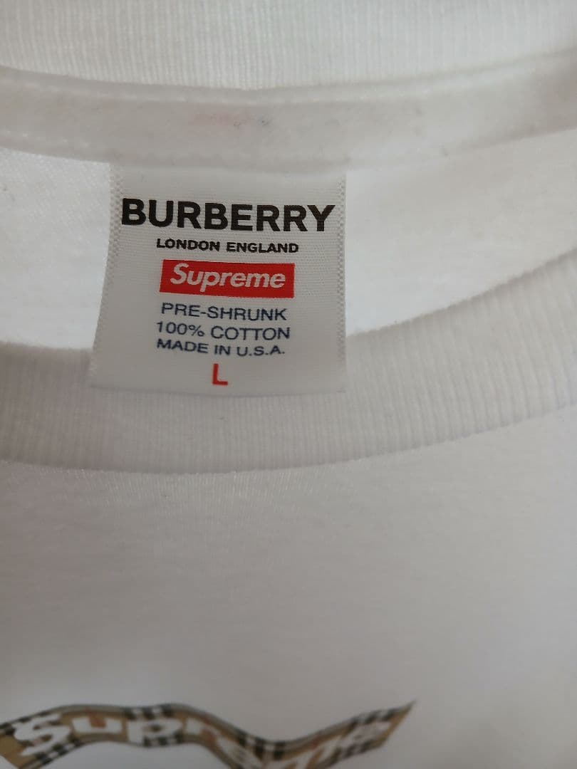 Supreme BURBERRY Tシャツ ホワイト　Lサイズ
