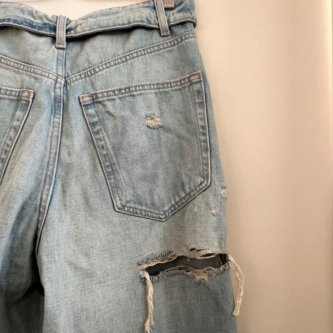 新品 ZARA TRF 折り返しウエスト デニム ライトブルー 34 完売品