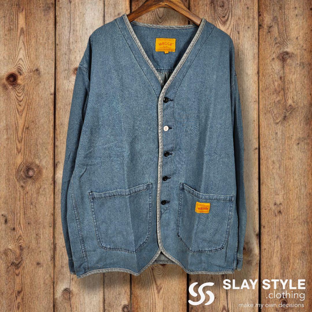 新品 31%off XL ノーカラー カバーオール デニム ジャケット