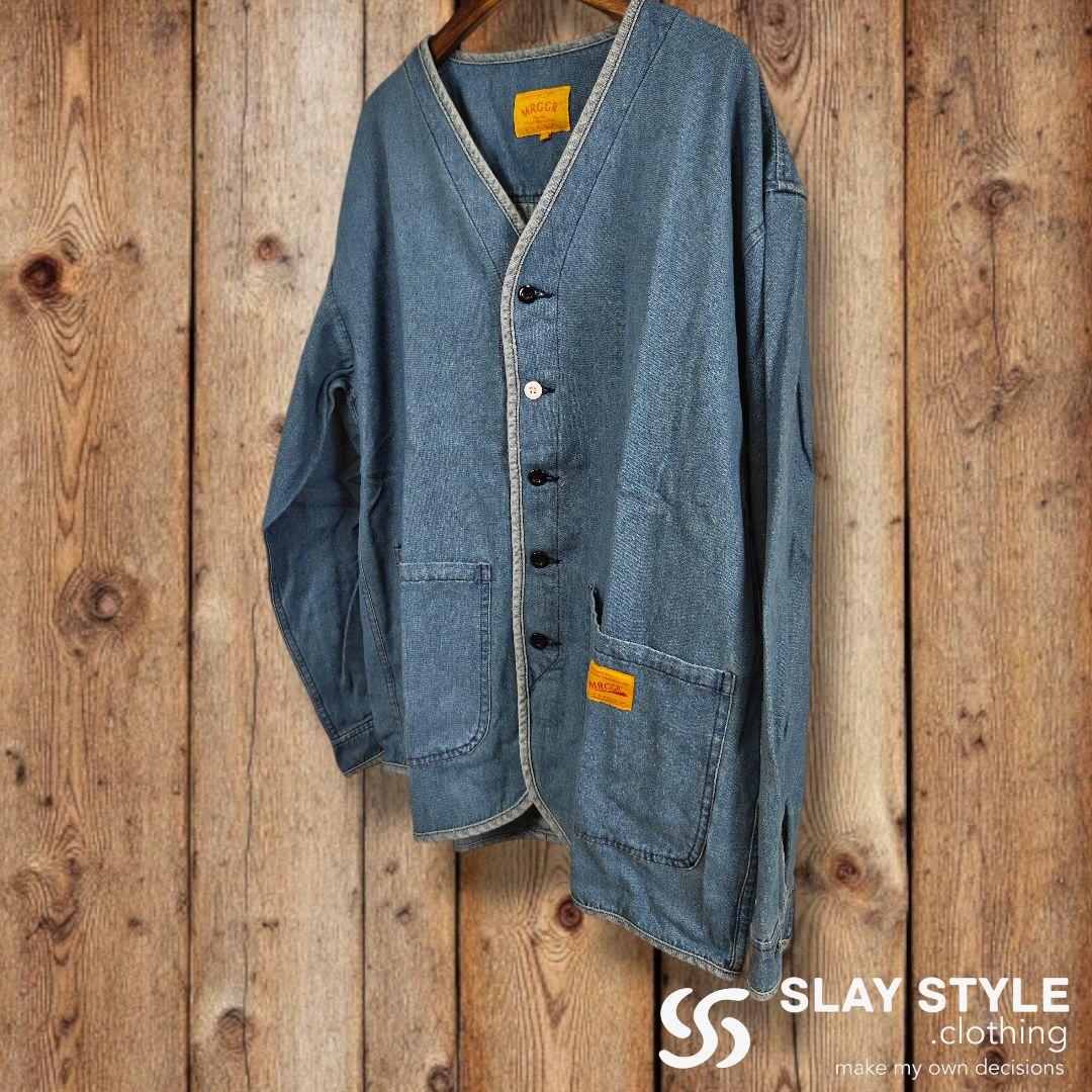 新品 31%off XL ノーカラー カバーオール デニム ジャケット