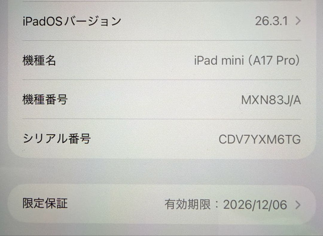 iPad mini 7 Wi-Fi 128GB バッテリー100% 値下げ不可