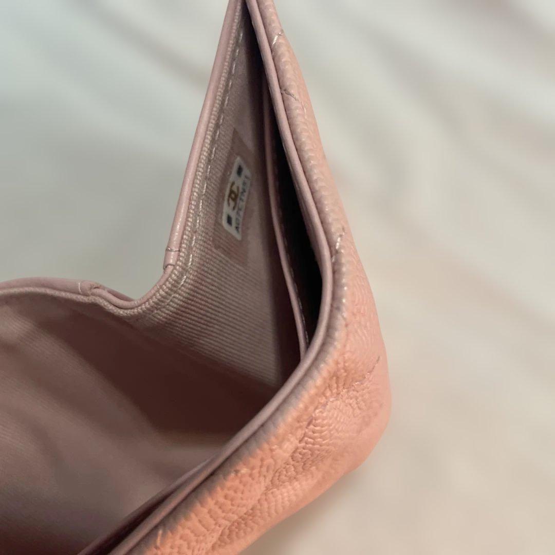 CHANEL ピンクレザー三つ折り財布