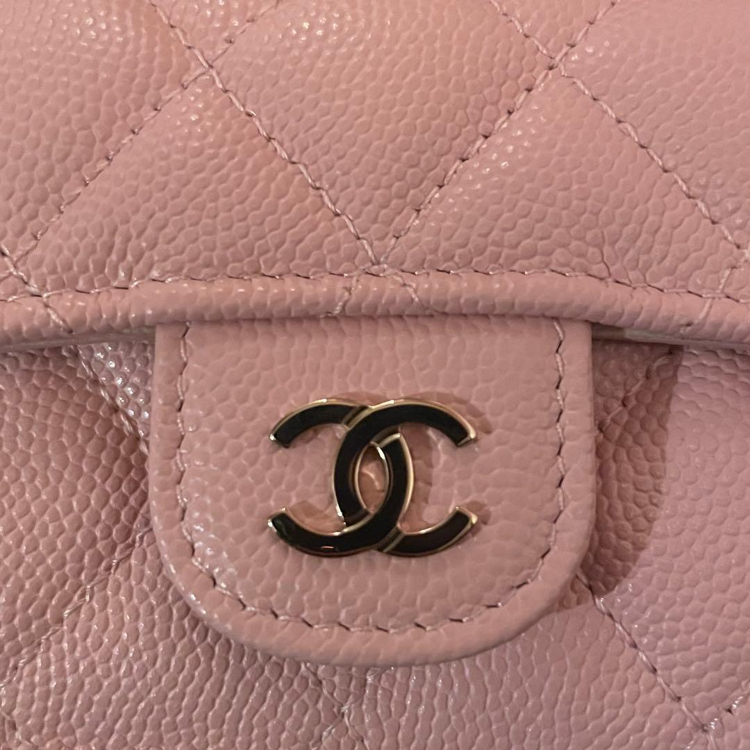 CHANEL ピンクレザー三つ折り財布