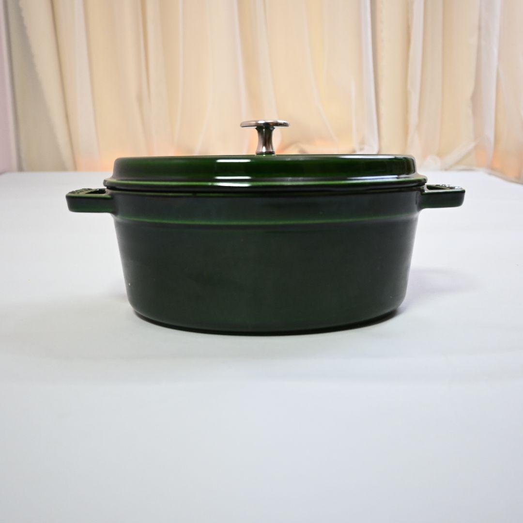 653★ staub ストウブ ココット 鍋 23cm バジルグリーン オーバル