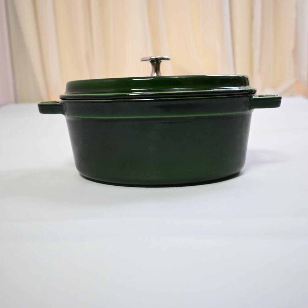 653★ staub ストウブ ココット 鍋 23cm バジルグリーン オーバル