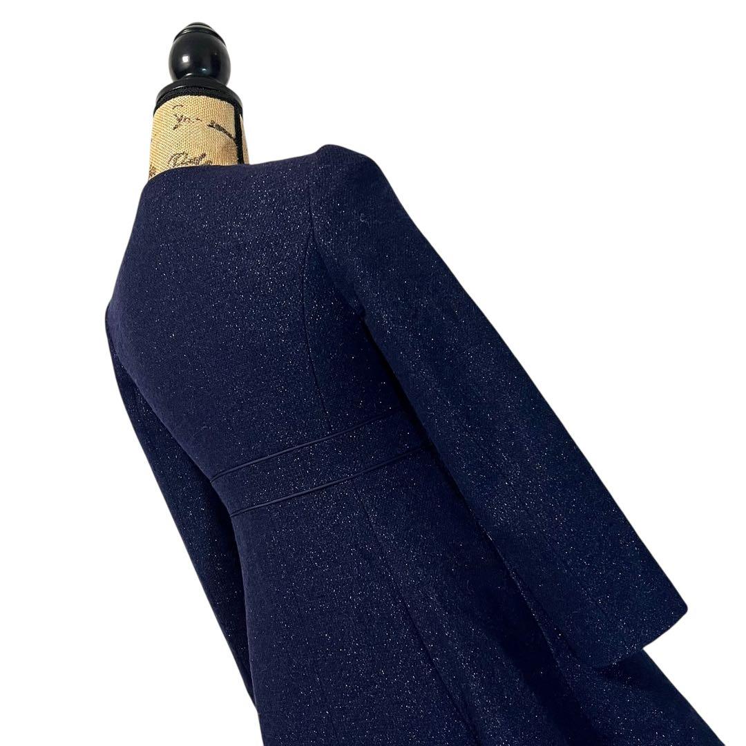 高級✨トッカ AILES ロングコート ネイビー リボン カシミヤ サイズ0 S