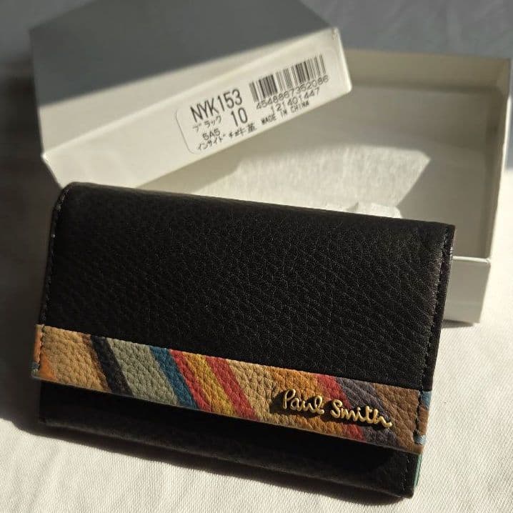 【新品未使用】ポールスミス 名刺入れ マルチスワール 黒 シボ 牛革