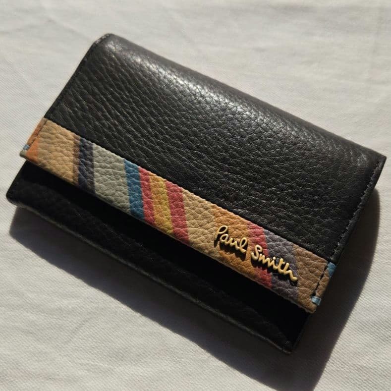【新品未使用】ポールスミス 名刺入れ マルチスワール 黒 シボ 牛革