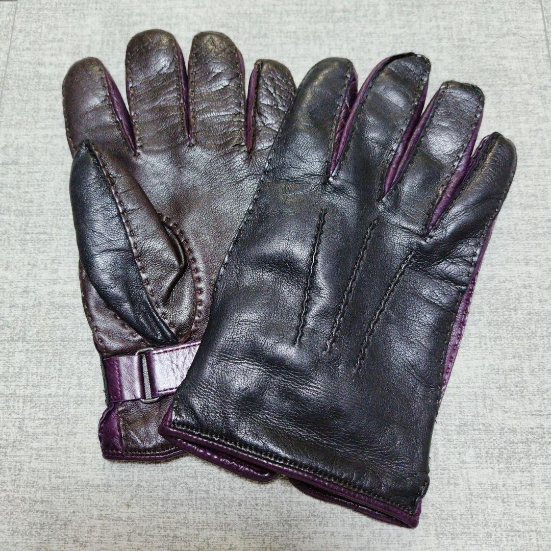 Paul Smith レザー 手袋 24cm 黒 紫 赤 ポールスミス メンズ