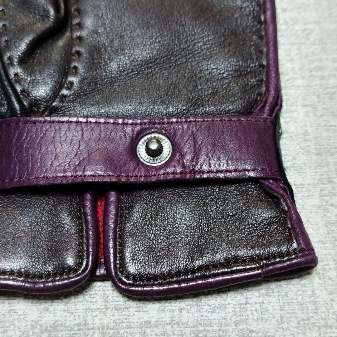 Paul Smith レザー 手袋 24cm 黒 紫 赤 ポールスミス メンズ