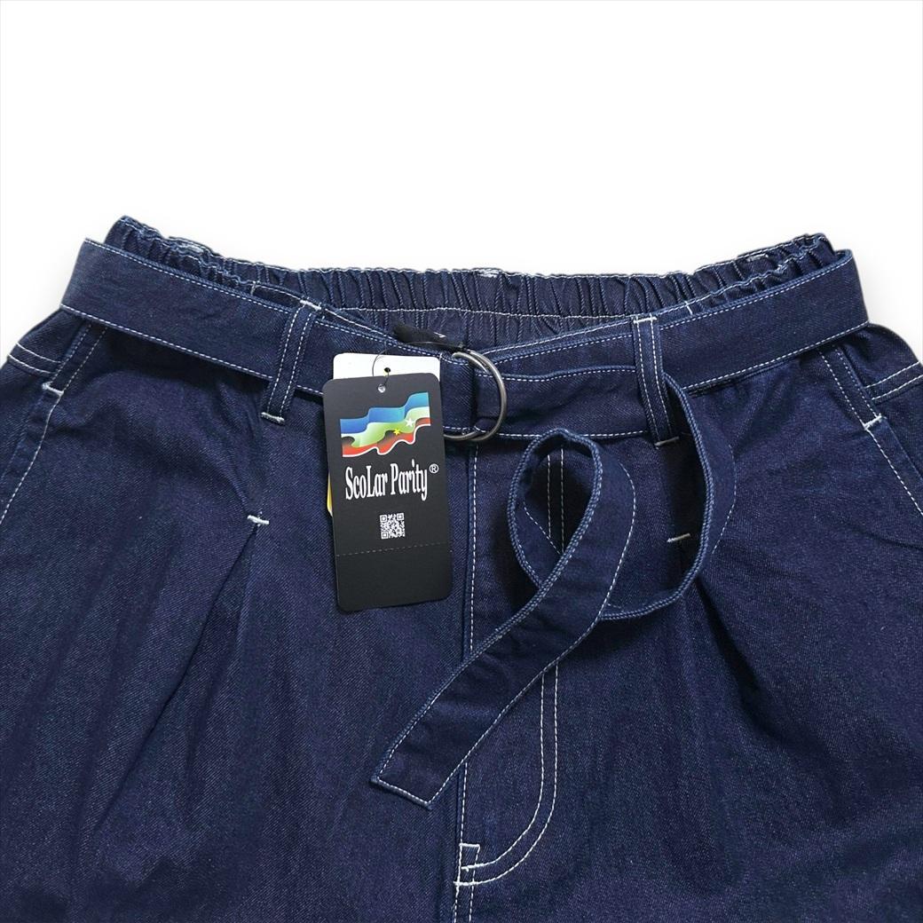 【ScoLar】スカラー らくがきワッペン ベルト付 デニムパンツ タグ付未使用