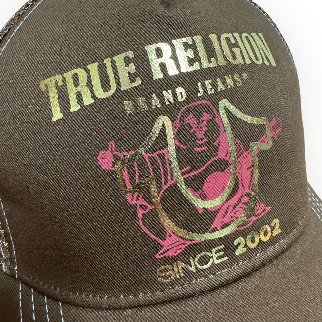 TRUE RELIGION ブラウンメッシュキャップ Buddha ギターロゴ