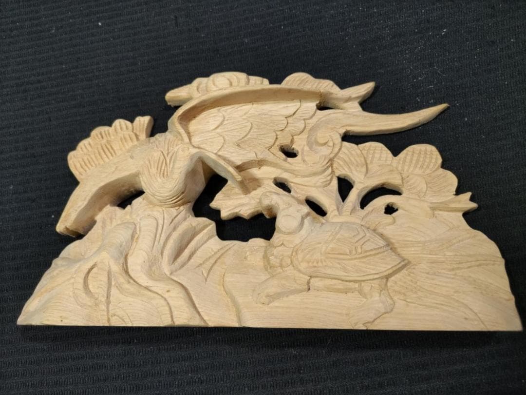 ★最終品です！【鶴亀】山車、お宮、蟇股、神輿彫刻　幅25ｃｍ（かえるまた）