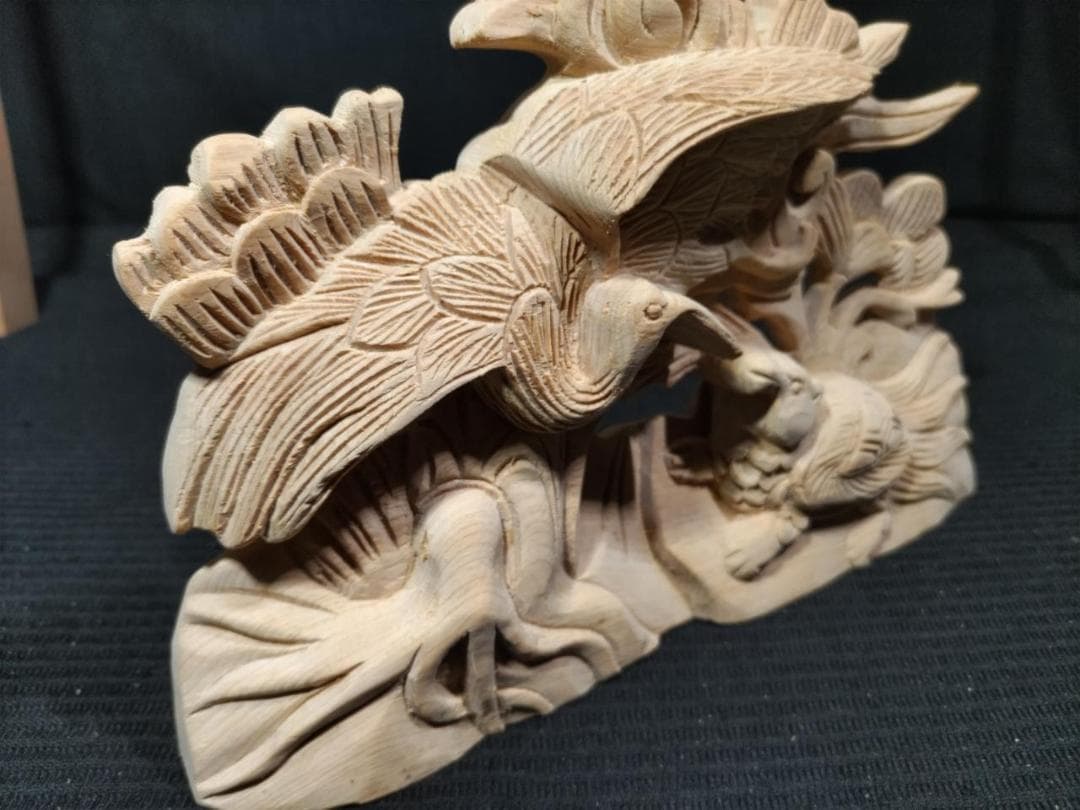 ★最終品です！【鶴亀】山車、お宮、蟇股、神輿彫刻　幅25ｃｍ（かえるまた）