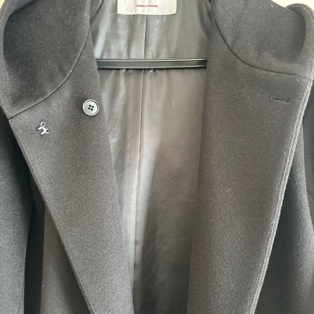 JOURNAL STANDARD フード付きロングコート 黒