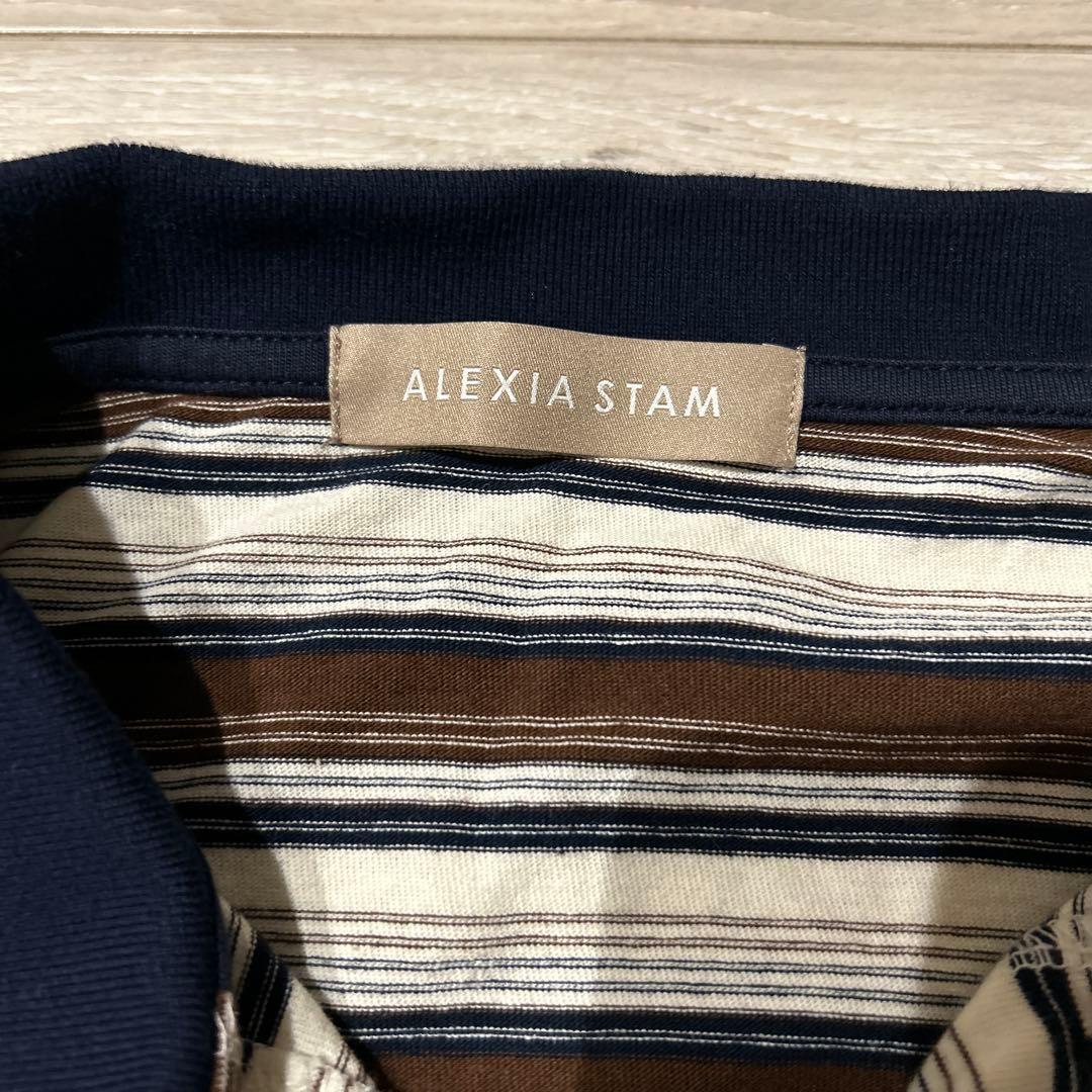 【ALEXIASTAM】美品 ストライプポロシャツ サイズFアレシアスタン