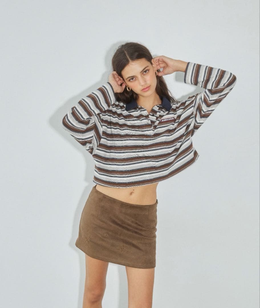 【ALEXIASTAM】美品 ストライプポロシャツ サイズFアレシアスタン