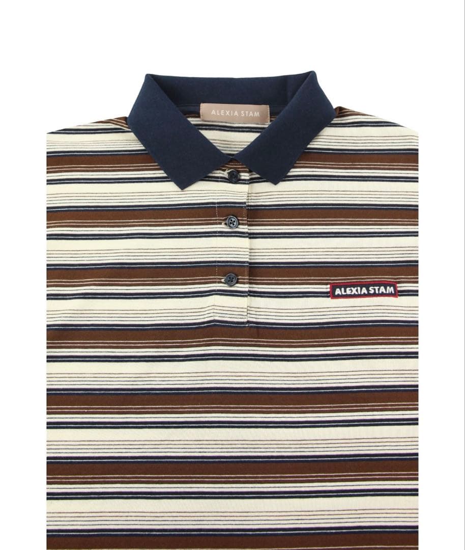 【ALEXIASTAM】美品 ストライプポロシャツ サイズFアレシアスタン