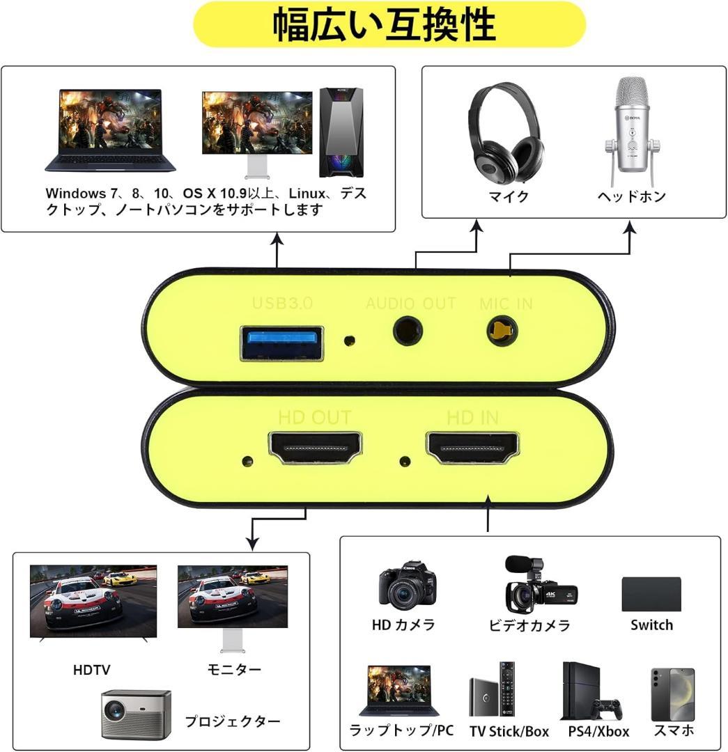 【新品】これ1台でゲーム実況！ 4K キャプチャーボード HDMI 高画質
