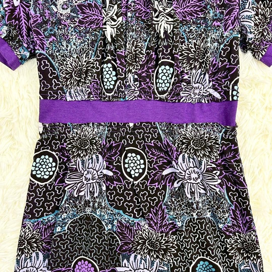 極美品　ヴィヴィアンタム　半袖ワンピース　パワーネット　花柄　パープル系　0