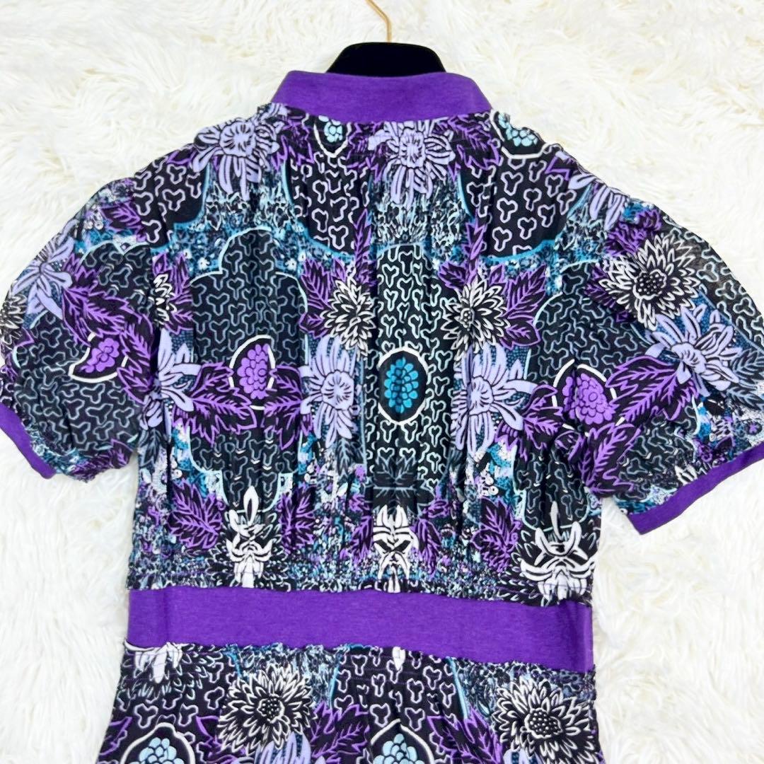 極美品　ヴィヴィアンタム　半袖ワンピース　パワーネット　花柄　パープル系　0