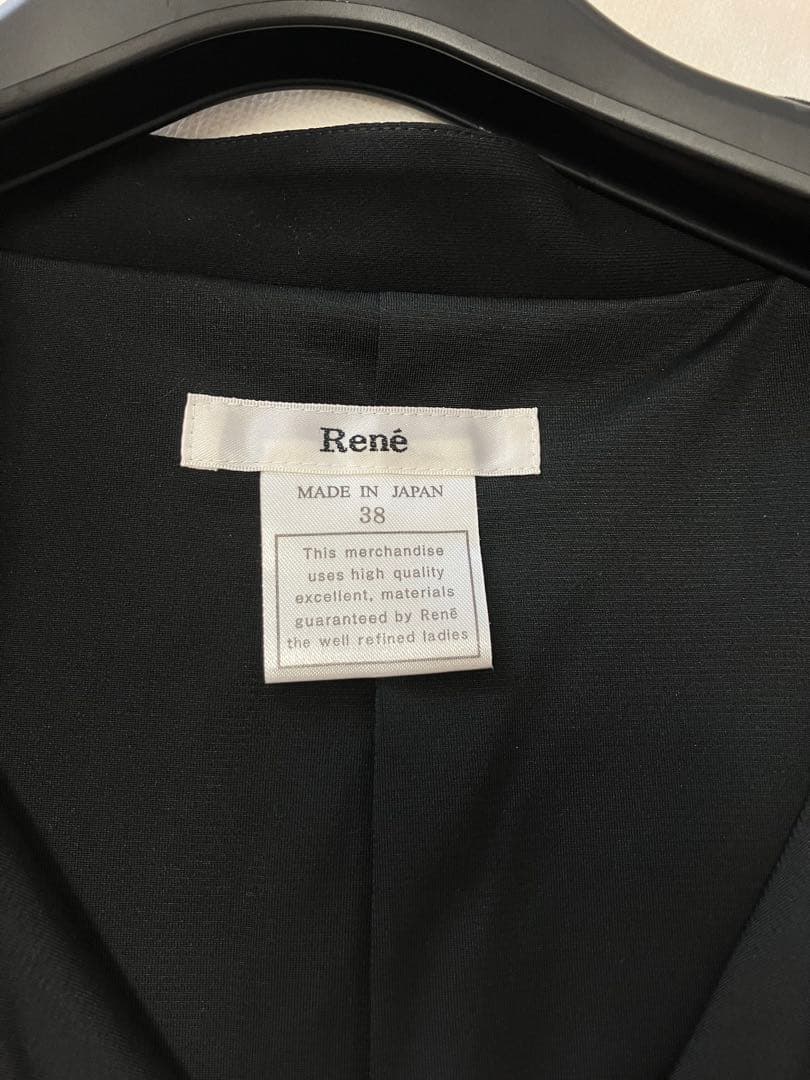 Rene♡ルネ♡パールフロントジップワンピース♡ブラック♡38入学式卒業式