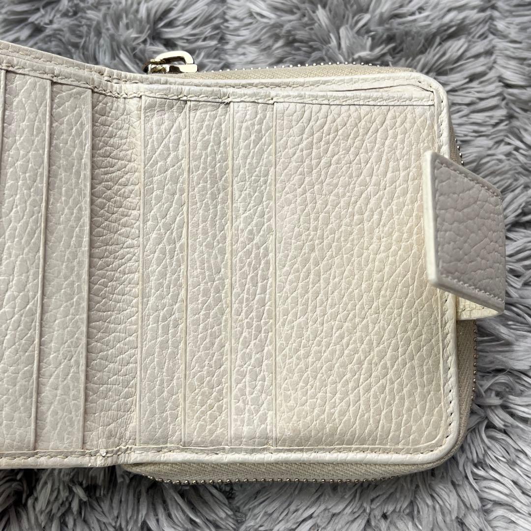 良品✨GUCCI 折り財布　GGキャンバス ラウンドジップ　アイボリー