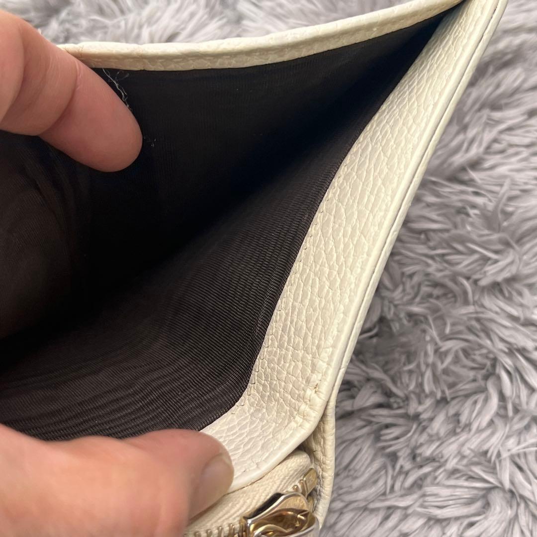 良品✨GUCCI 折り財布　GGキャンバス ラウンドジップ　アイボリー