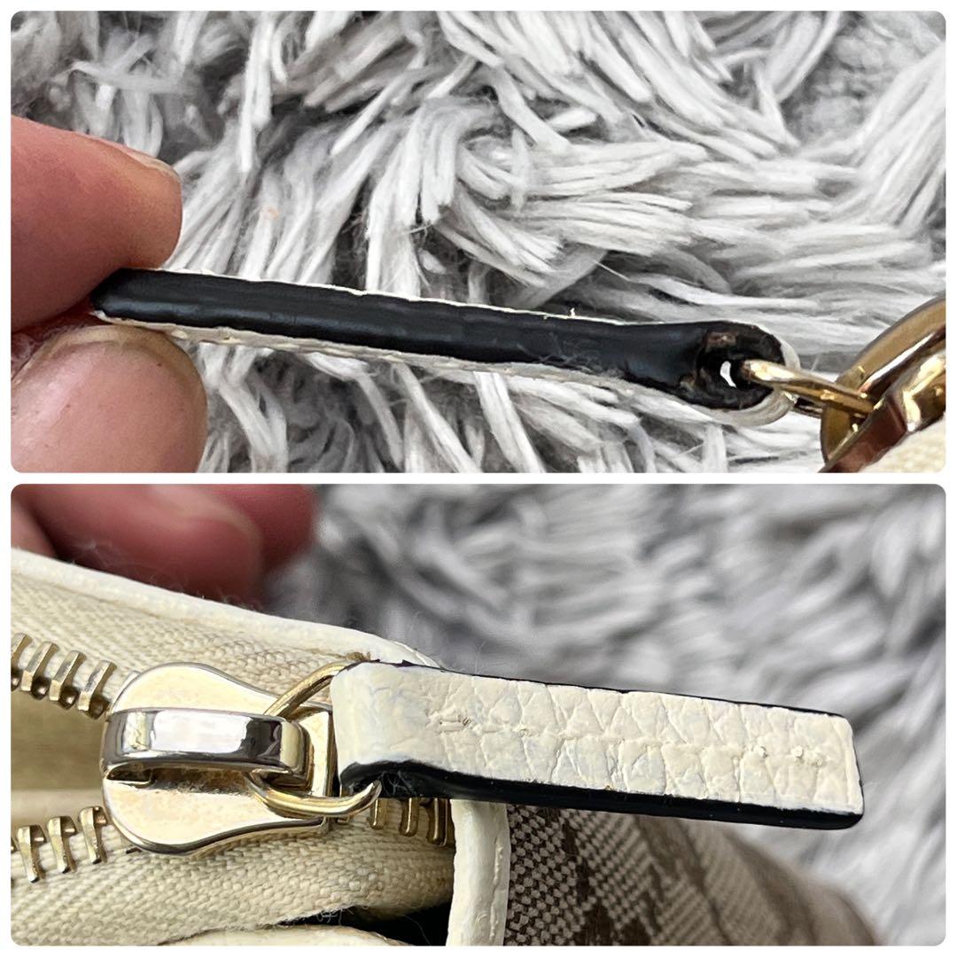 良品✨GUCCI 折り財布　GGキャンバス ラウンドジップ　アイボリー