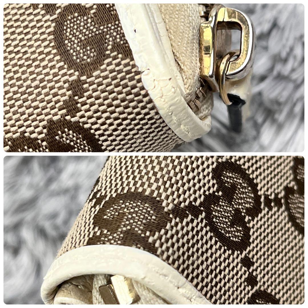 良品✨GUCCI 折り財布　GGキャンバス ラウンドジップ　アイボリー