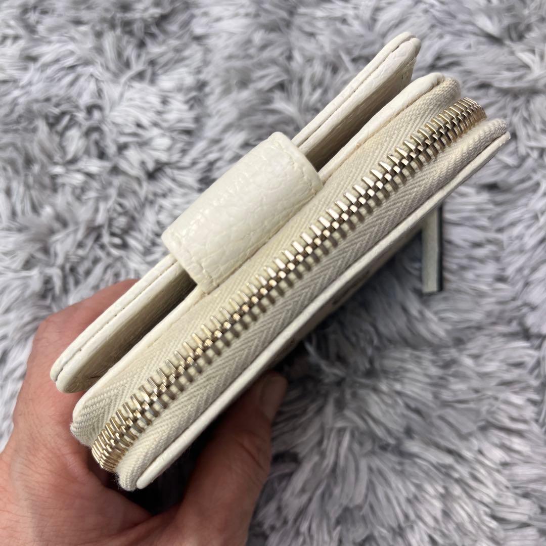 良品✨GUCCI 折り財布　GGキャンバス ラウンドジップ　アイボリー