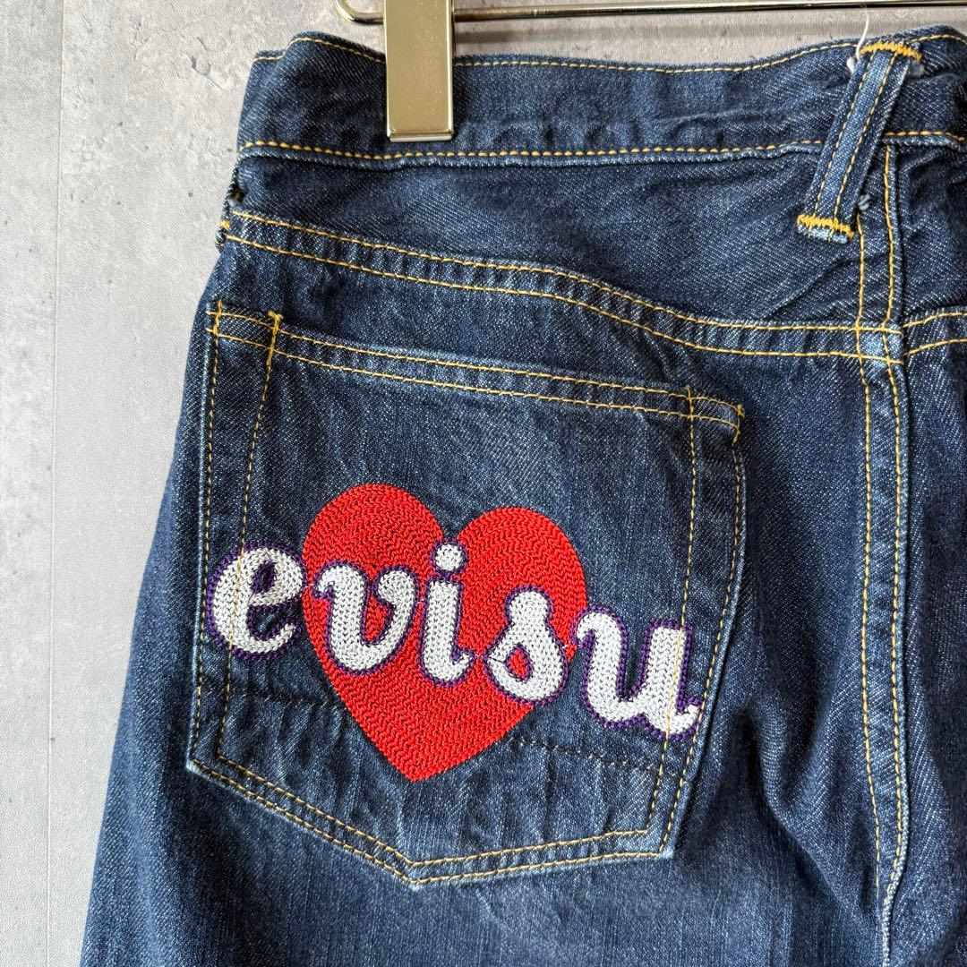 エヴィス EVISU DONNA デニム ハート刺繍 カモメ ピンク 30 名作
