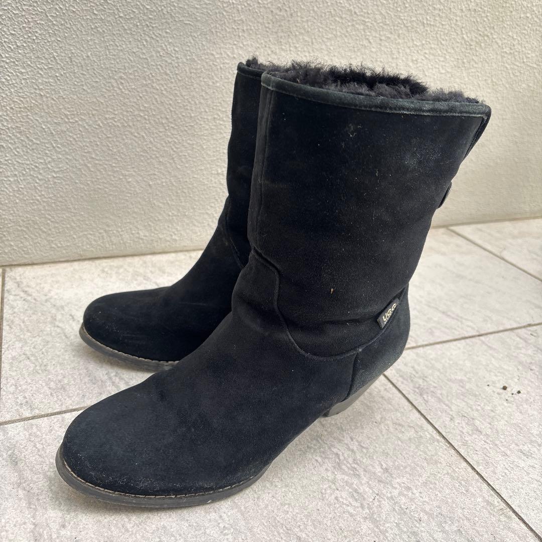 UGGスウェード調ヒールブーツ