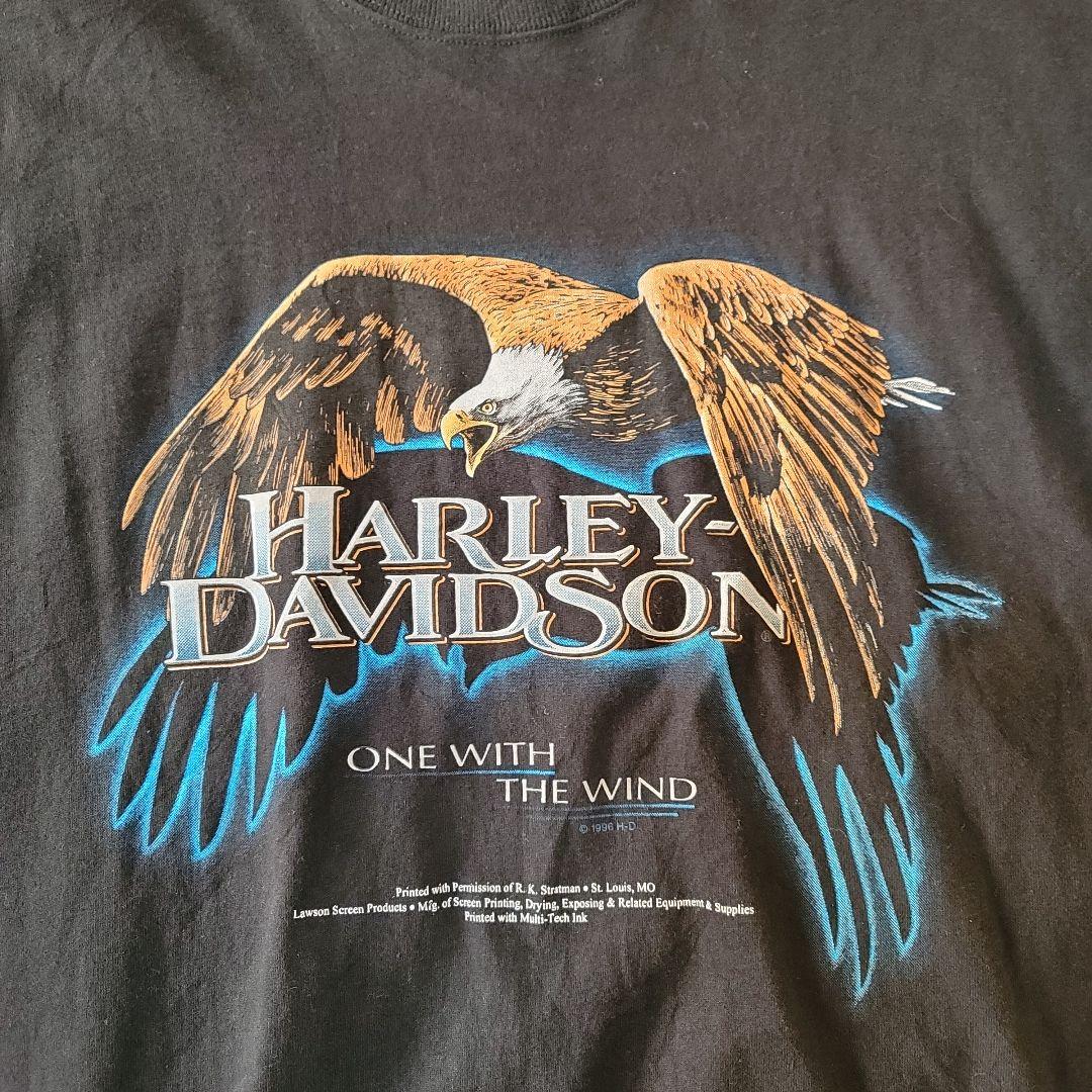 90s　HARLEY-DAVIDSON 鷲グラフィック　ブラック Tシャツ