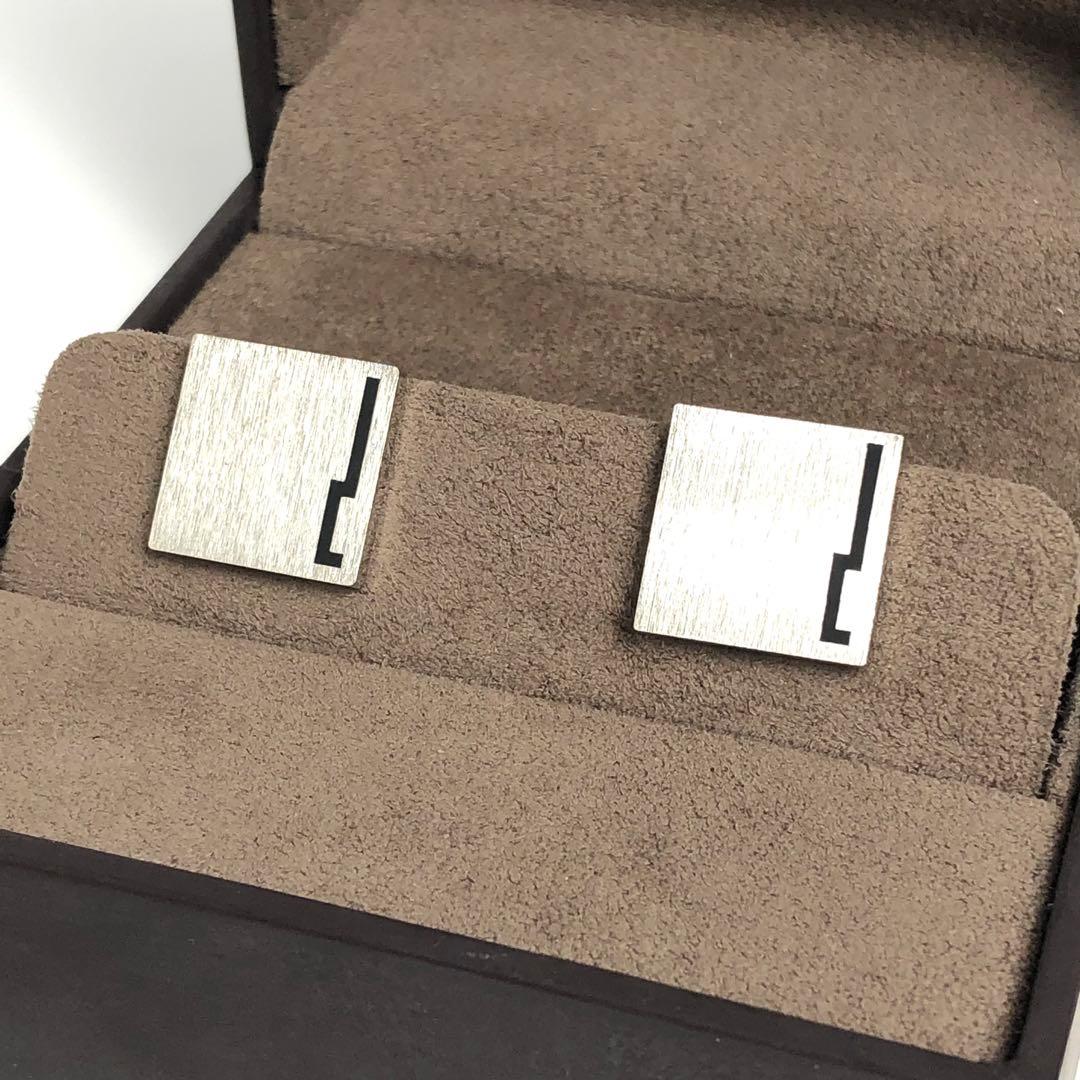 【美品】dunhill ダンヒル カフス シルバーカラー スクエア メンズ