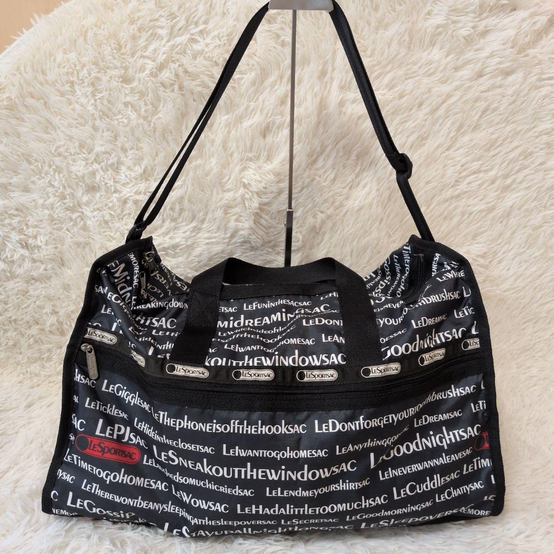 【極美品】レスポートサック　ボストン　大きいサイズ　英字　黒　2way
