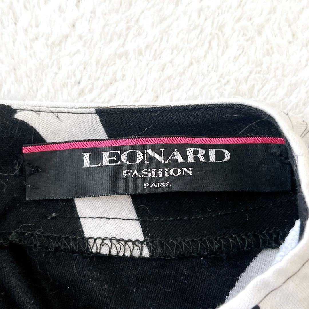 ★LEONARD★フラワー柄 モノトーン 半袖カットソー ブラウス サイズM