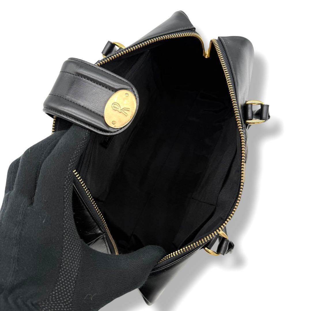 美品 ロベルタディカメリーノ ミニボストンバッグ クラシック ゴールドロゴ 黒