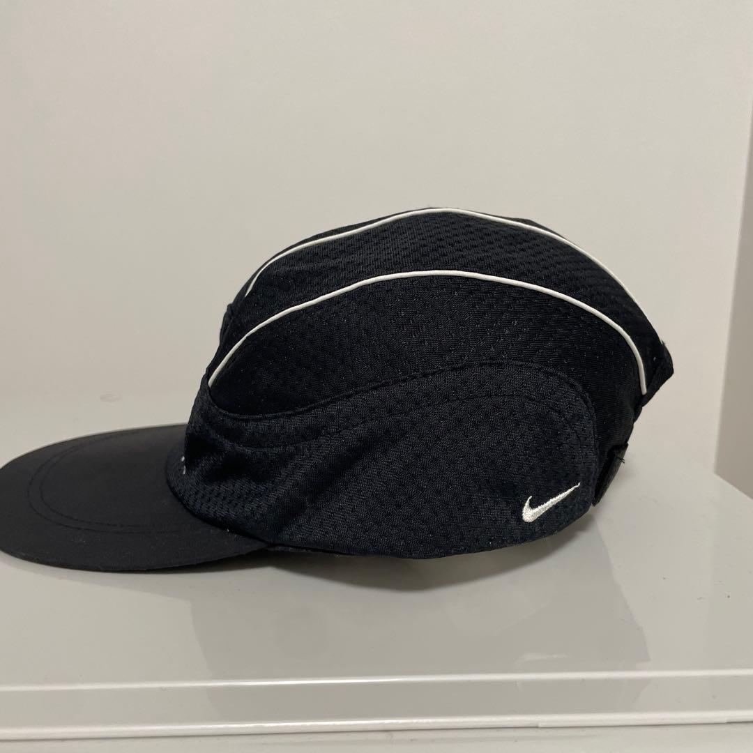 90s AGASSI Nike 黒 メッシュキャップ ストライプ　　ヴィンテージ