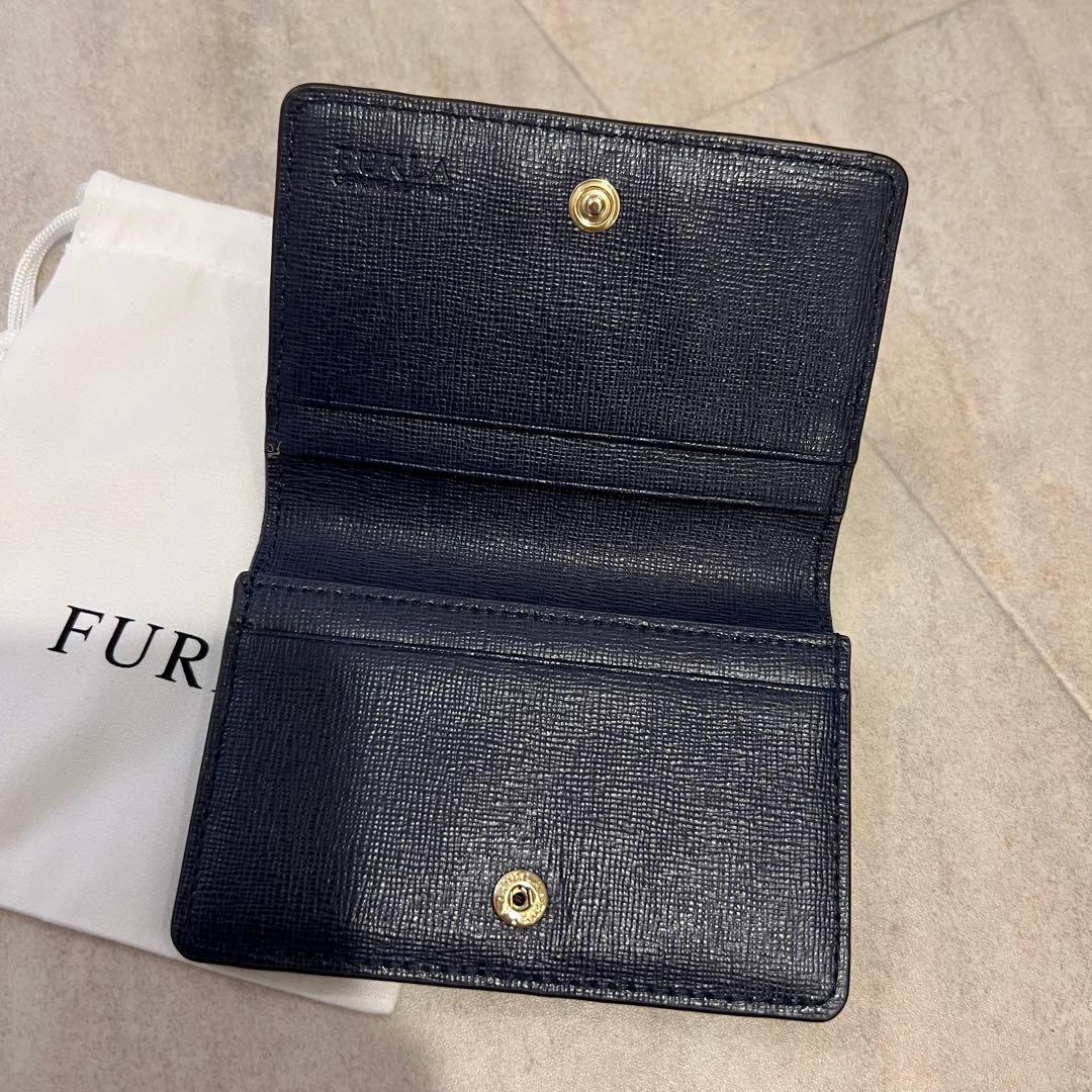 【美品】FURLA フルラ ネイビーレザー 名刺入れ カードケース　パスケース