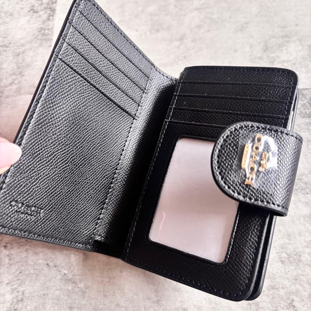【COACH】コーチ C6390 2つ折り財布 黒 ブラック 箱あり 巾着付き