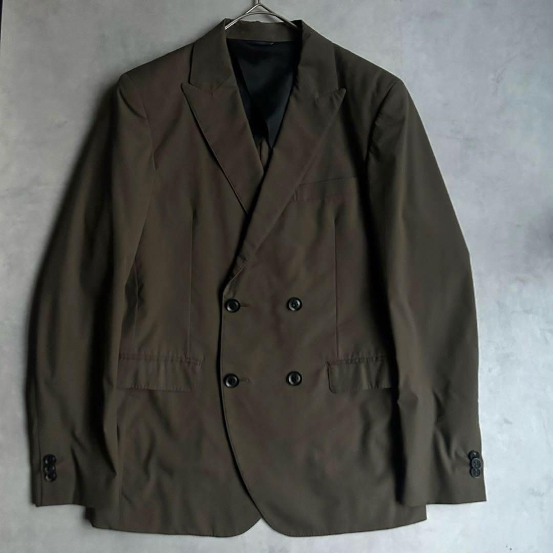 美品 ジュンハシモト テーラードジャケット ダブルブレスト 背抜き カーキ