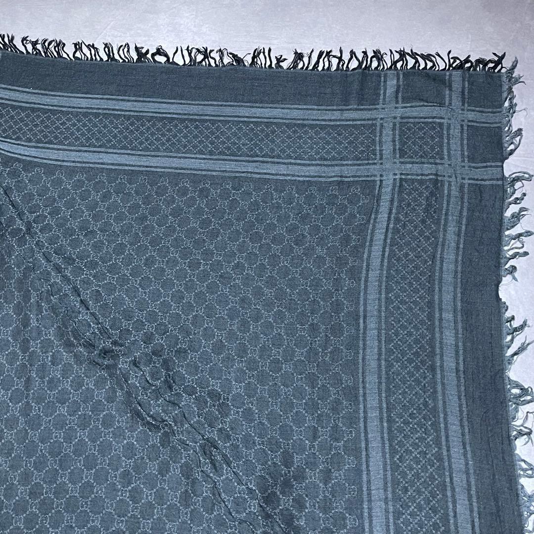 希少　グッチ　GUCCI　gg柄　スカーフ　ストール　シルク　フォックスファー