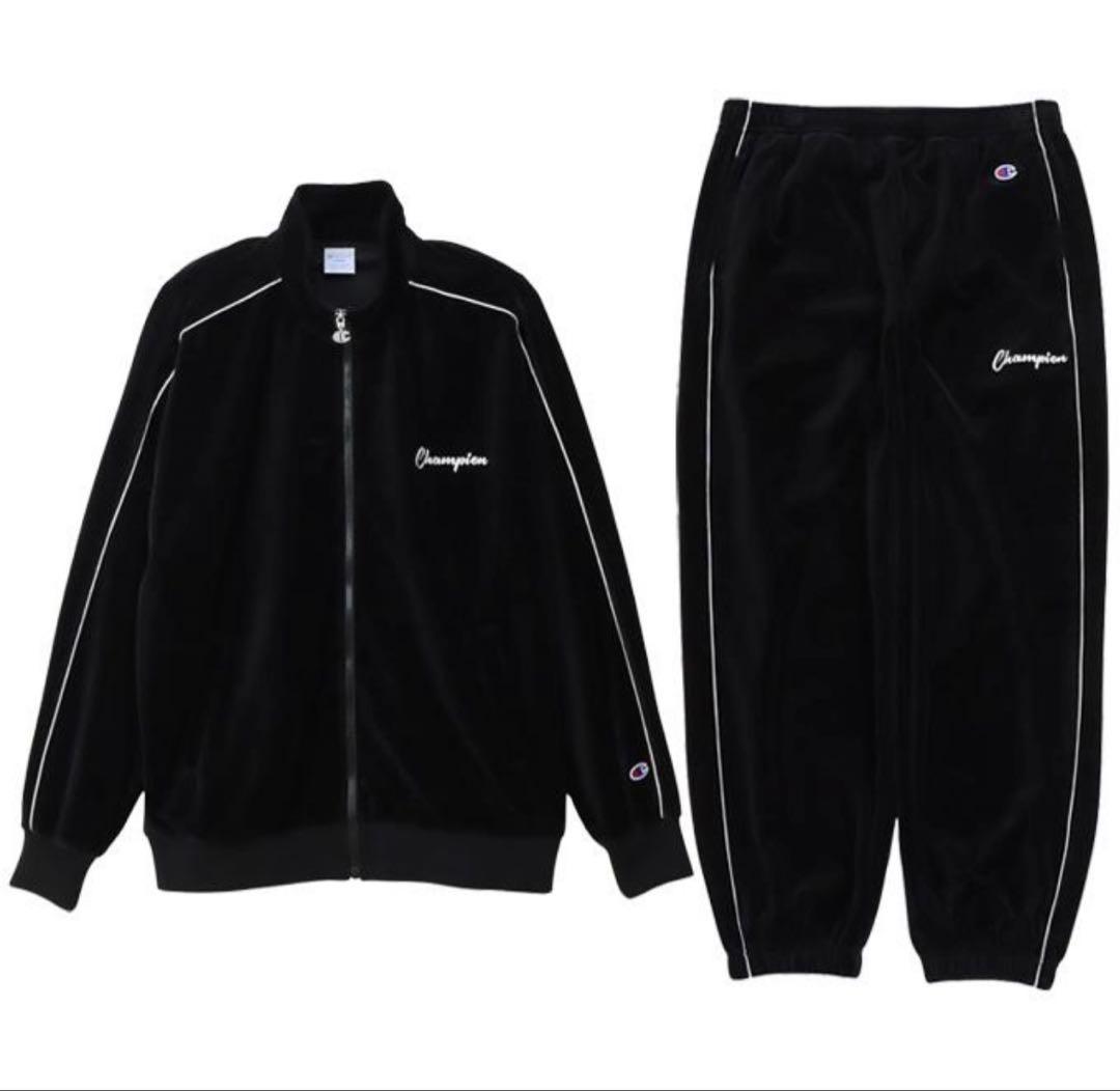 新品 Champion ベロア セットアップ M 黒 ジャケット パンツ