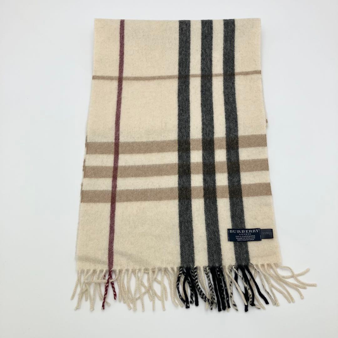 美品 バーバリー マフラー カシミヤ100% メガチェック ノバチェック 英国製