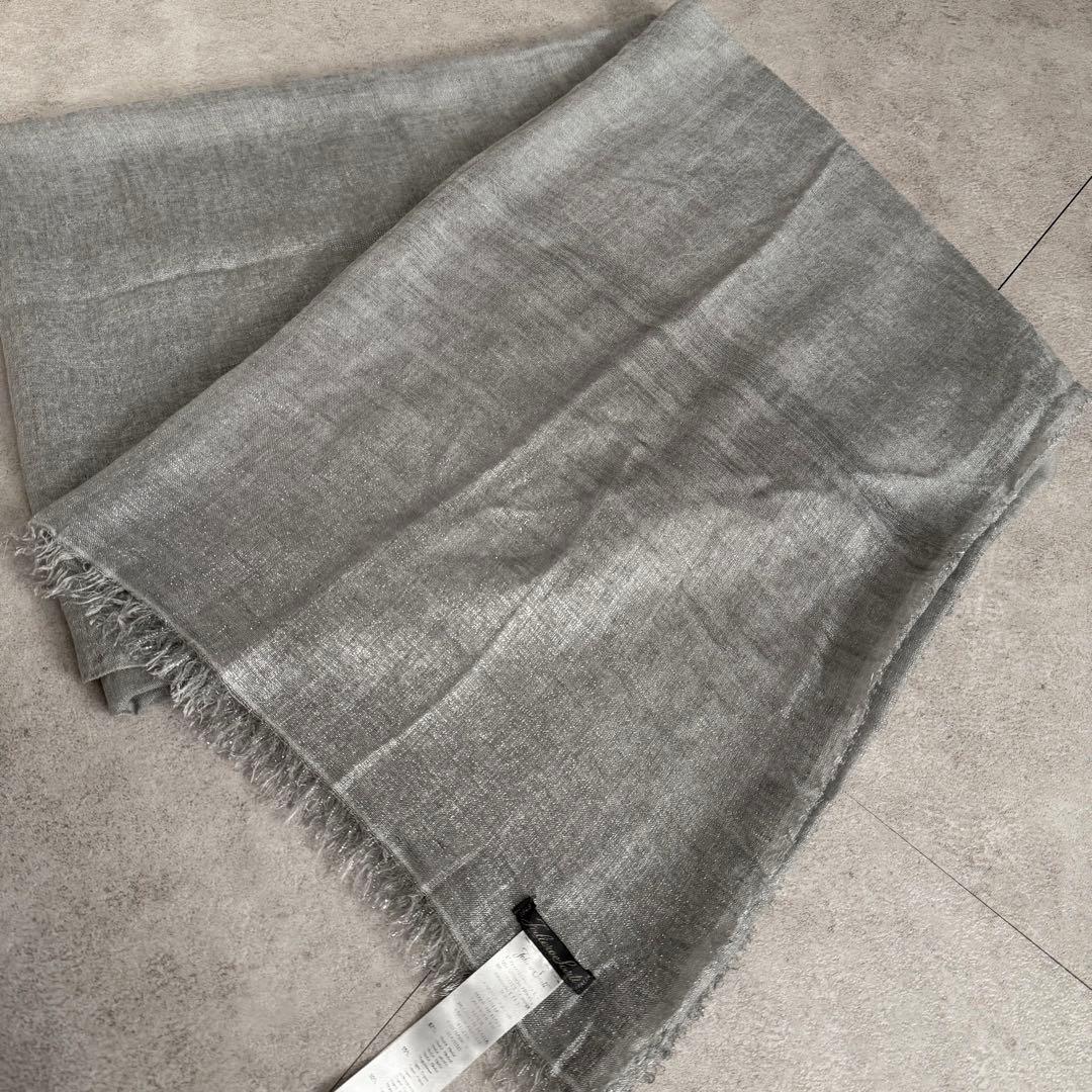 美品♡ファリエロサルティ モダール シルク 大判ストール ラメ イタリア グレー
