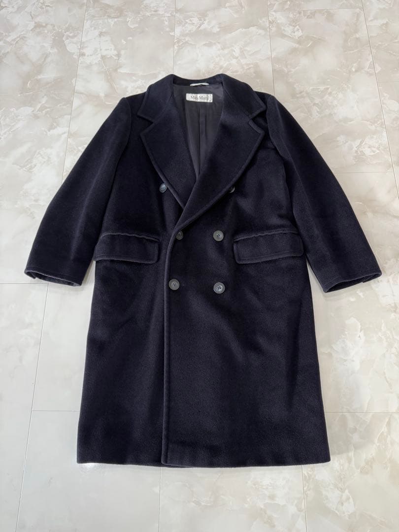 【良品】MaxMara マックスマーラ 最高級 白タグ 女優襟　ロングコート L