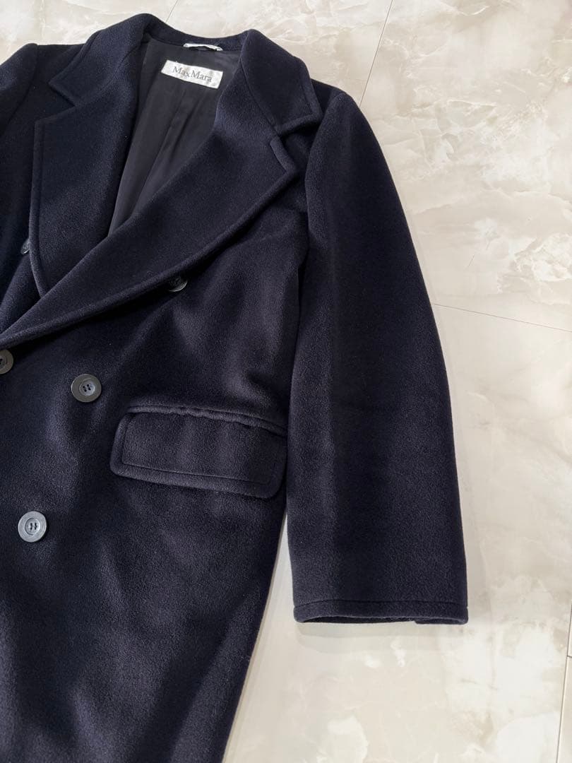 【良品】MaxMara マックスマーラ 最高級 白タグ 女優襟　ロングコート L