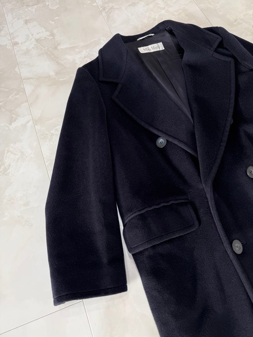 【良品】MaxMara マックスマーラ 最高級 白タグ 女優襟　ロングコート L