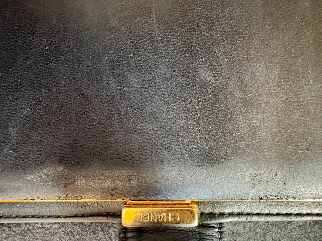 CHANEL キャビアスキン がま口 二つ折り財布 ブラック